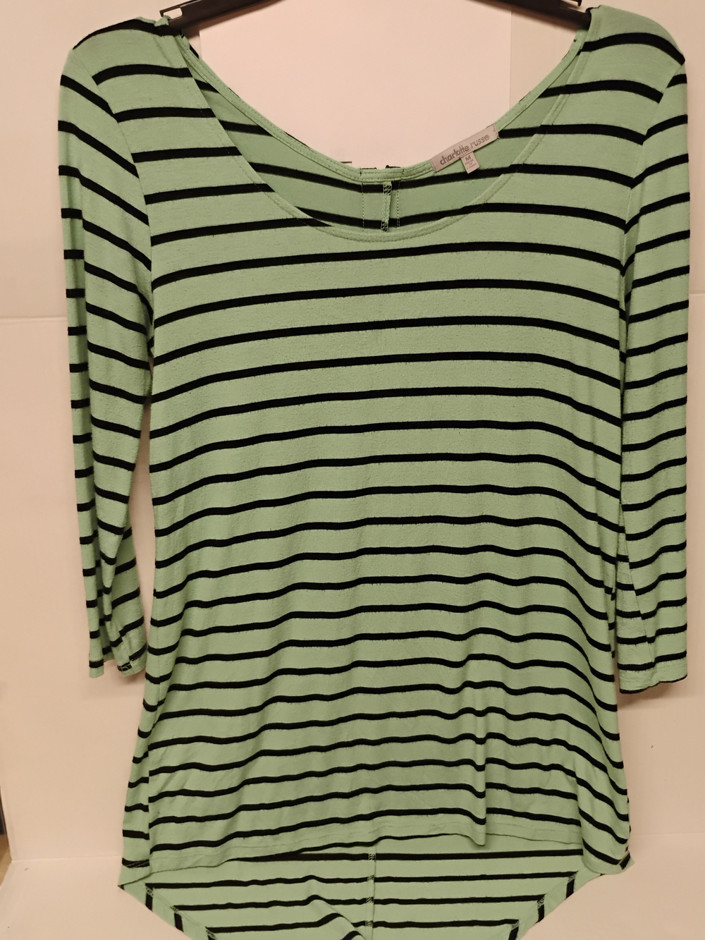 Mint Green & Black Striped Women's Top